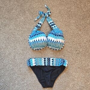 Venus Blue Patterned Women's Bikini Set